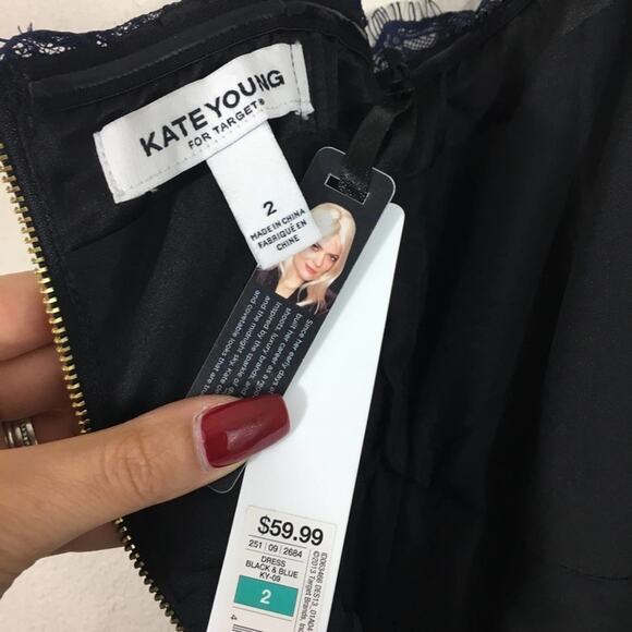 NWT Kate Young for Target blue lace & satin dress - Picture 8 of 9